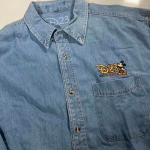 Disney D23 Expo 2009‎ Charter Year Denim Shirt XL  Mickey Mouse Vintage